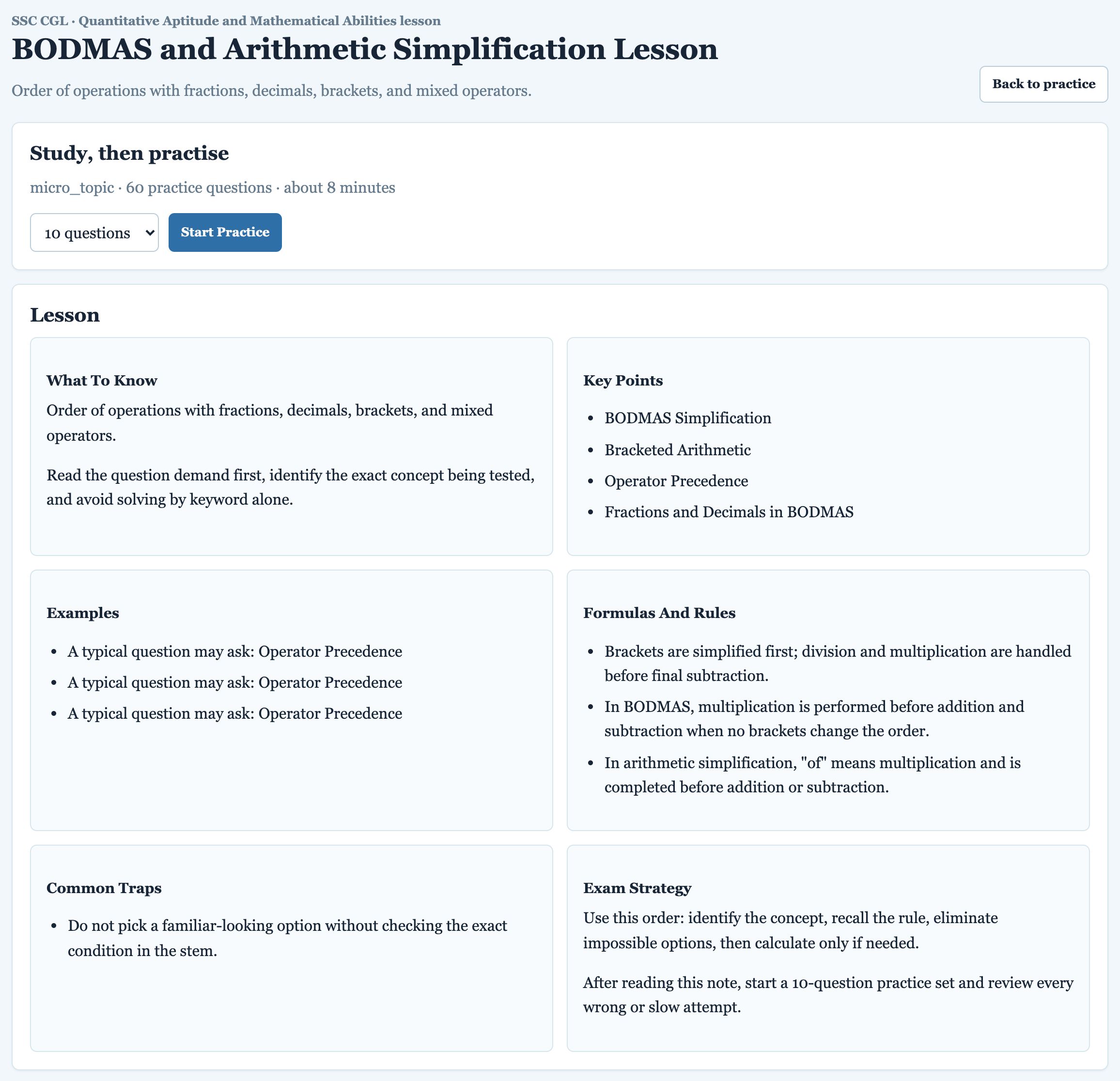 A lesson page