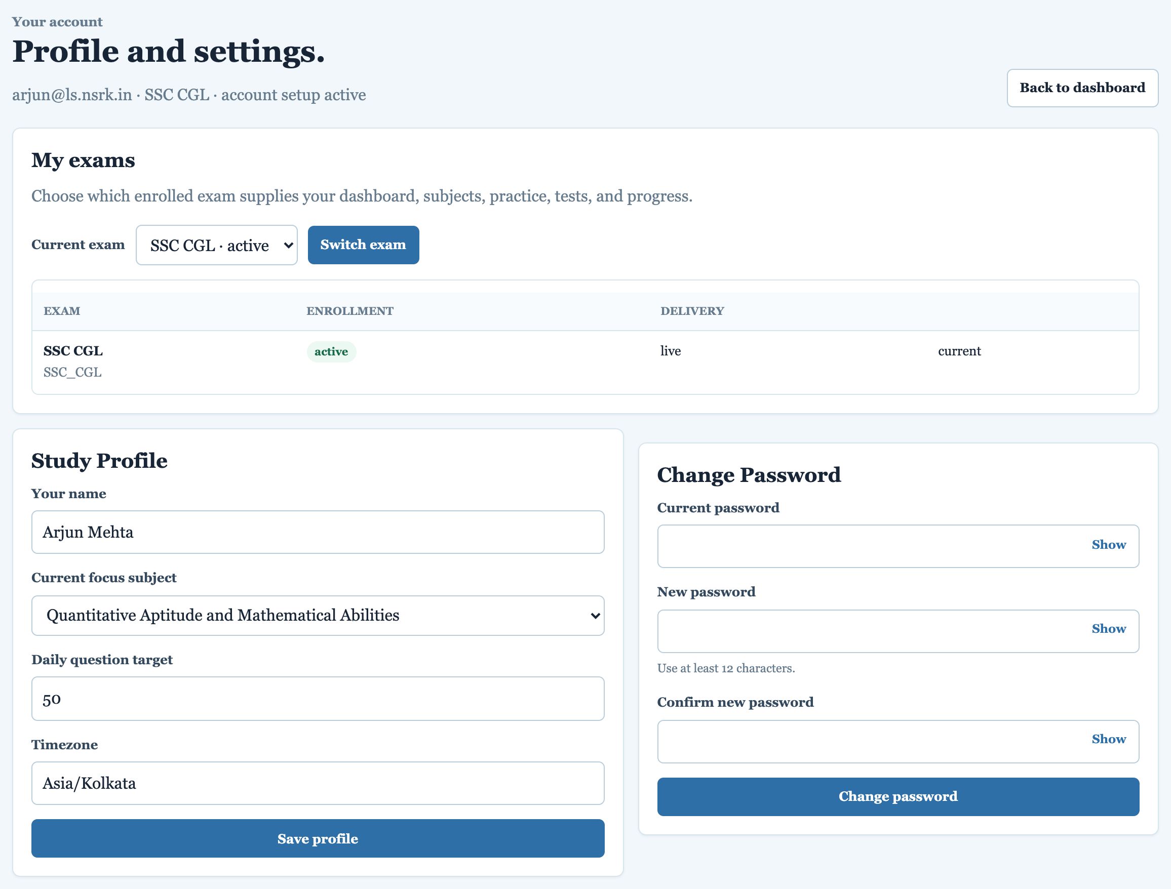 My Account page