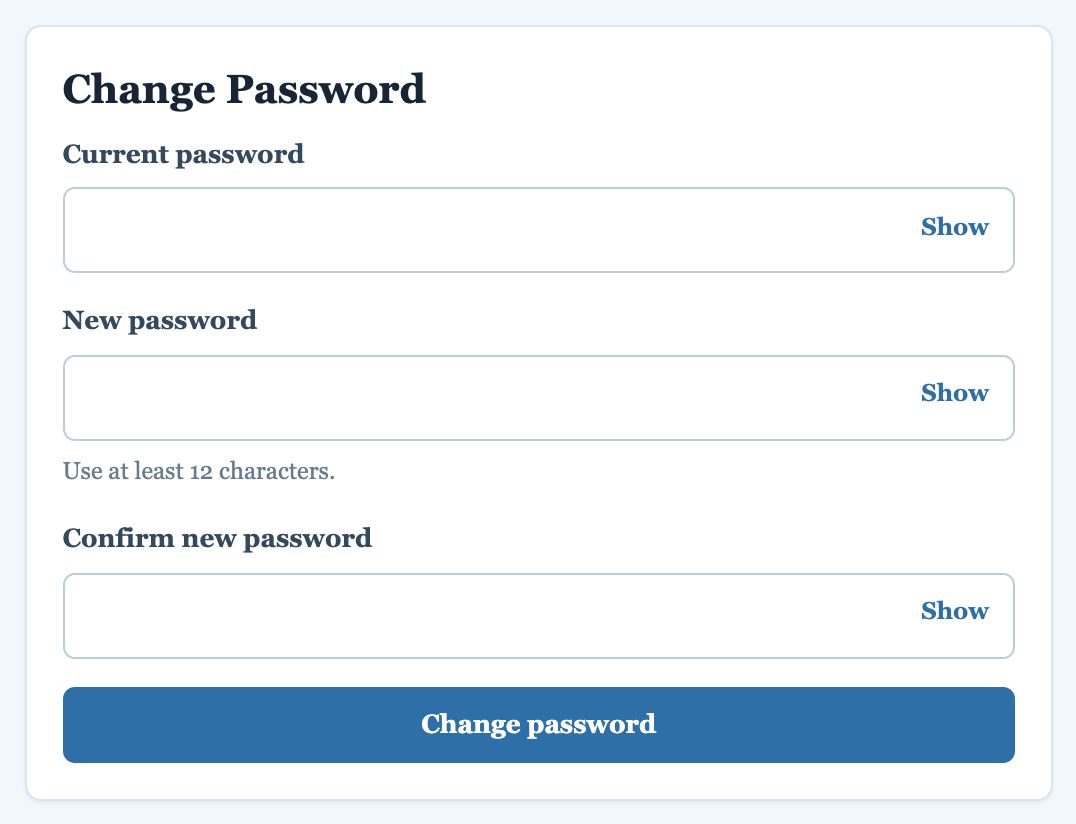 Study profile and change password